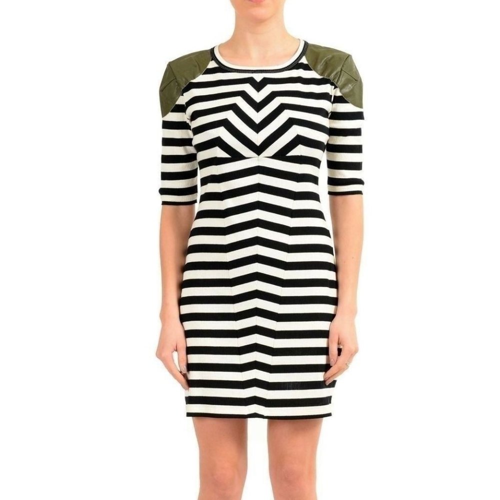 Maison Margiela MM6 Multi-Color Striped Women's Bodycon Dress US S IT 40